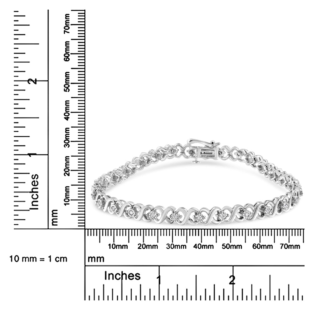 .925 Sterling Silver 1/3 Cttw Miracle Plate Round-Cut Diamond Infinity Link