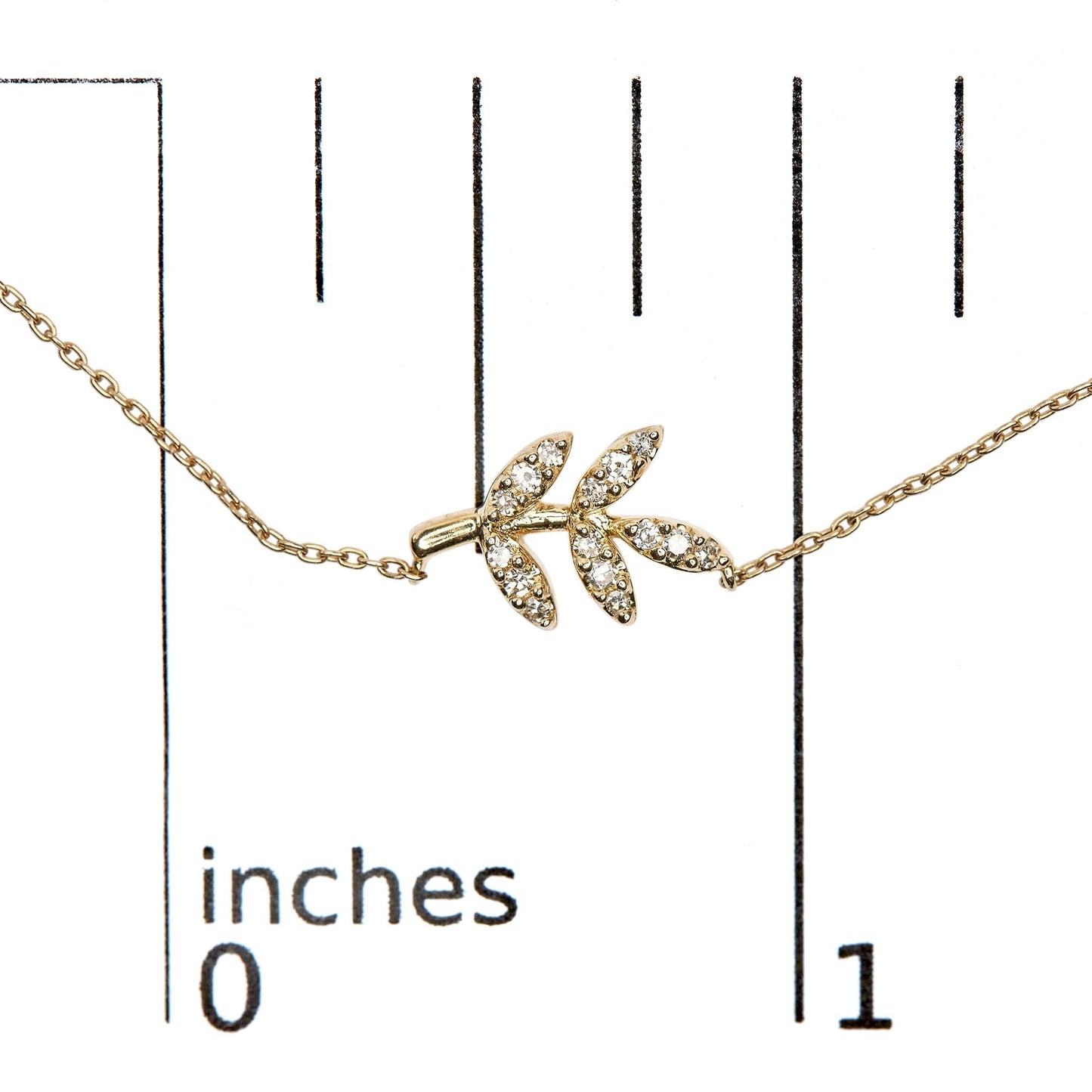 10K Yellow Gold 1/10 Cttw Diamond Leaf and Branch 18’’ Pendant Necklace