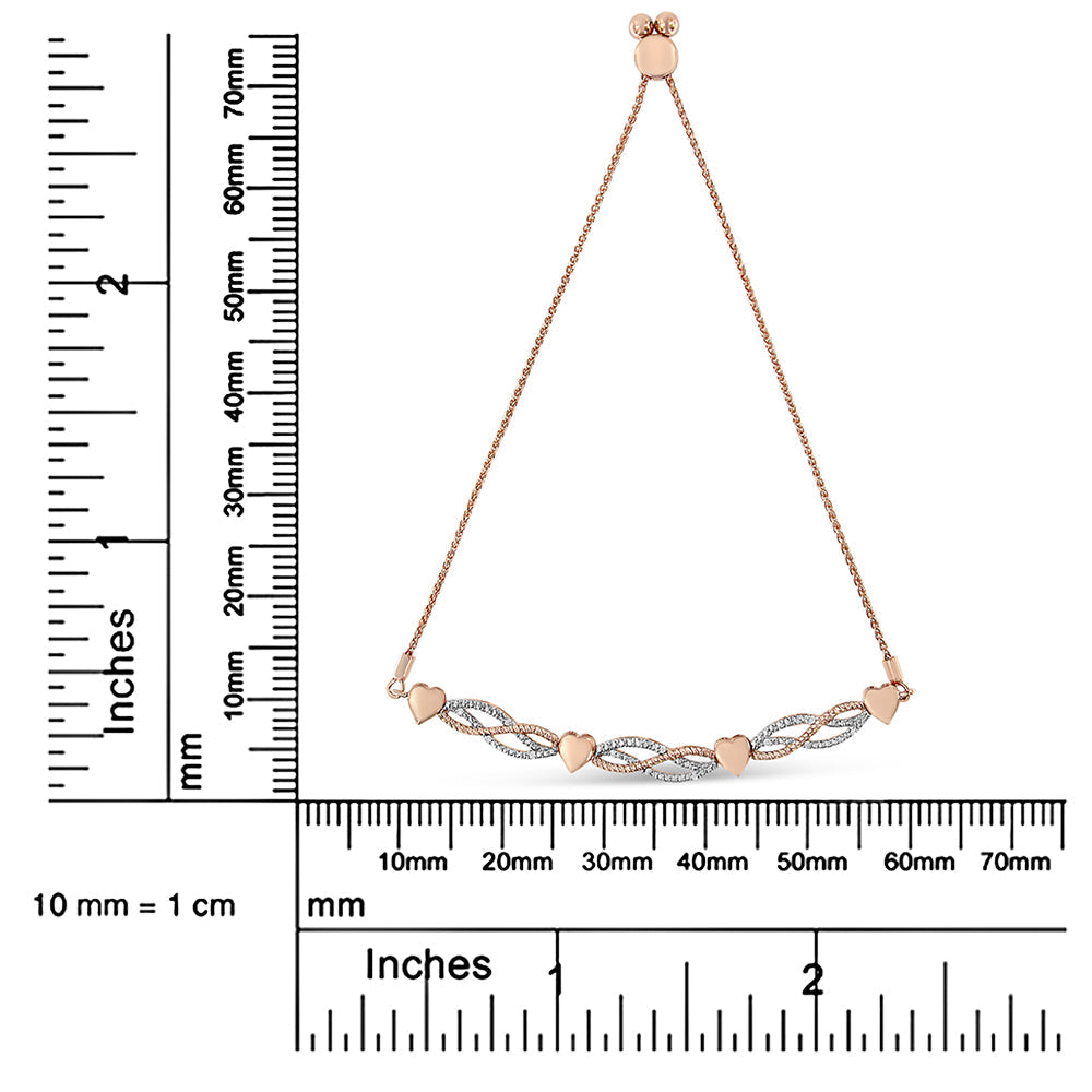 14K Rose Gold Plated.925 Sterling Silver Cttw Diamond Accent Layered Infinity