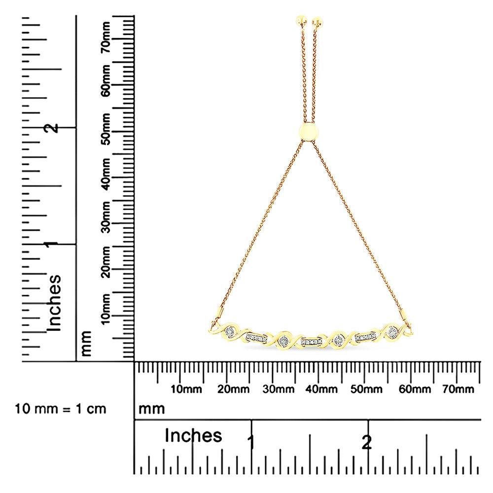 .925 Sterling Silver Channel Set Diamond Accent Twist 4”-10” Adjustable