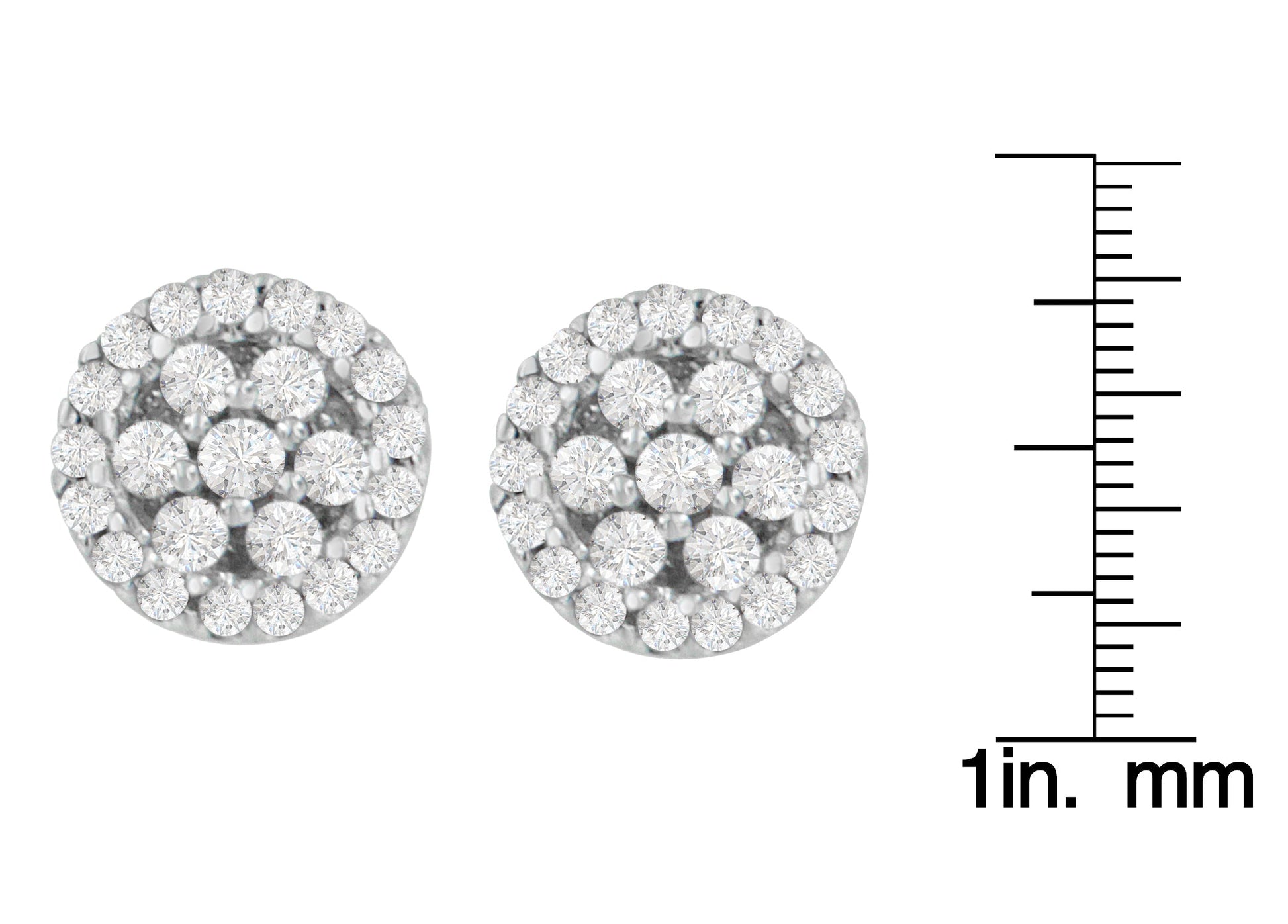 14K White Gold 1/2 Cttw Brilliant-Cut Diamond Halo-Style Cluster Round Button