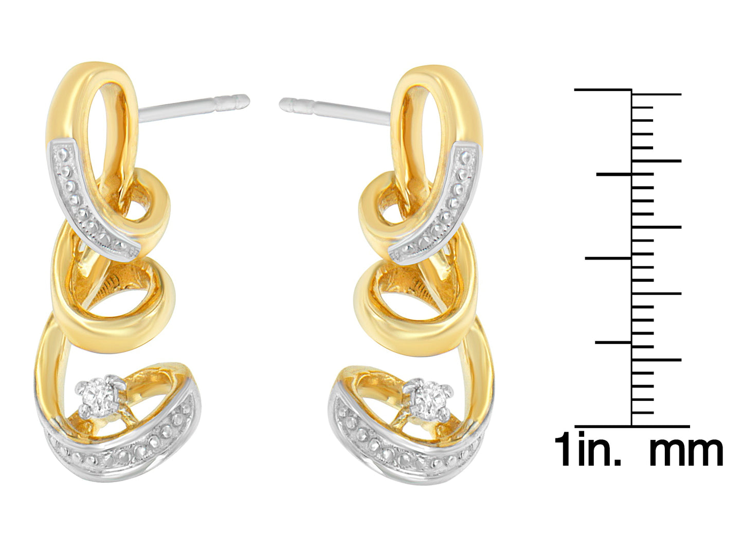 Espira 10K Two Tone Gold Round cut Diamond Earring (0.05 cttw J-K Color I2-I3