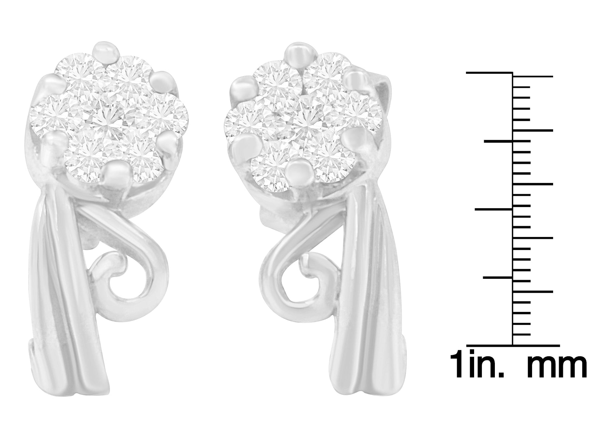 14K White Gold 1/2 cttw Round Cut Diamond Earrings (H-I I1-I2)