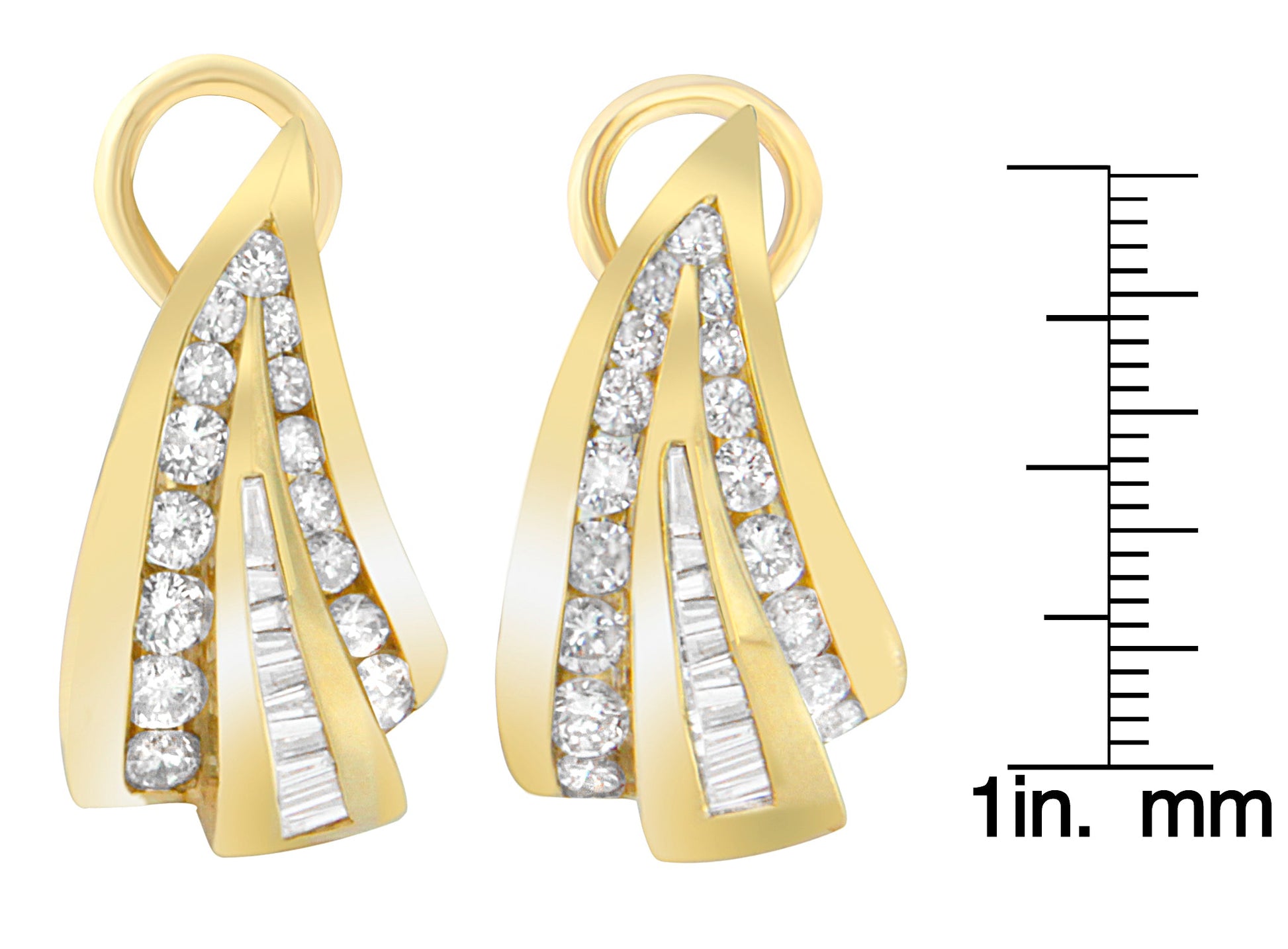 14K Yellow Gold 2 1/4 cttw Diamond Huggy Earrings (I-J SI1-I2)