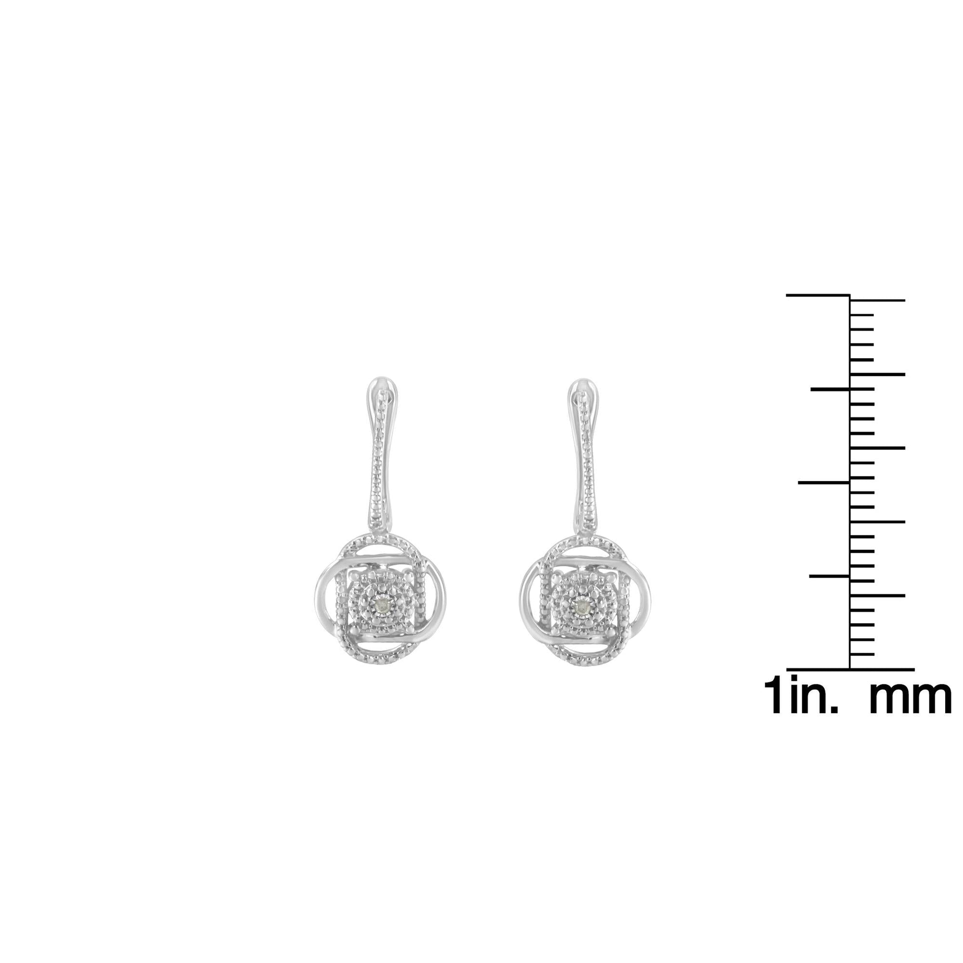 .925 Sterling-Silver Diamond Accent Floral Cluster Drop and Dangle Stud Earring