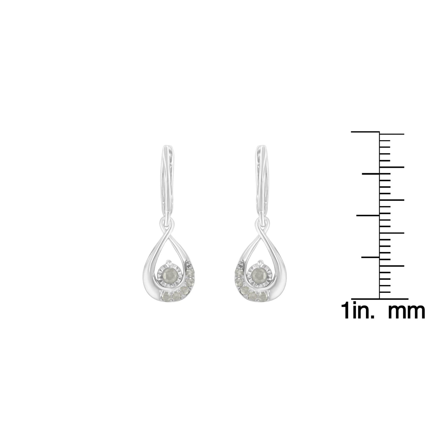 .925 Sterling-Silver 1/5 cttw Miracle-Set Round Diamond Drop and Dangle Hoop