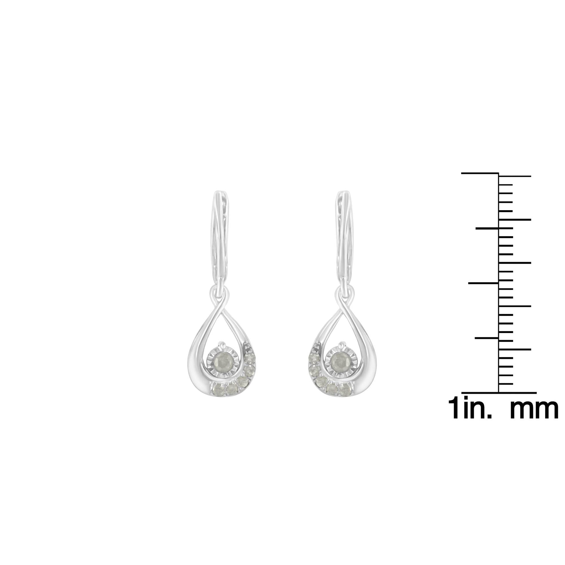 .925 Sterling-Silver 1/5 cttw Miracle-Set Round Diamond Drop and Dangle Hoop