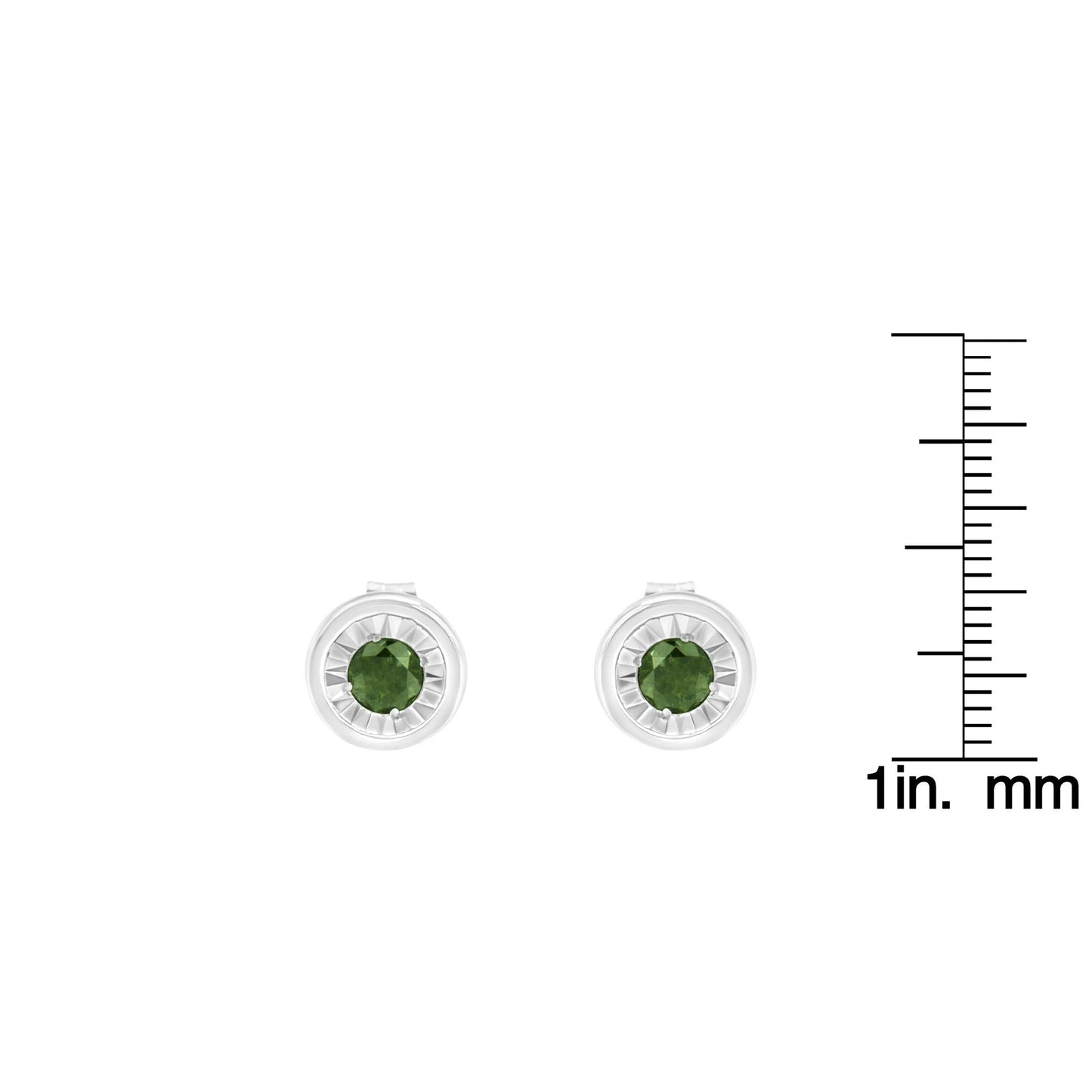 .925 Sterling Silver 1/4 Cttw Round Brilliant-Cut Green Diamond Miracle-Set