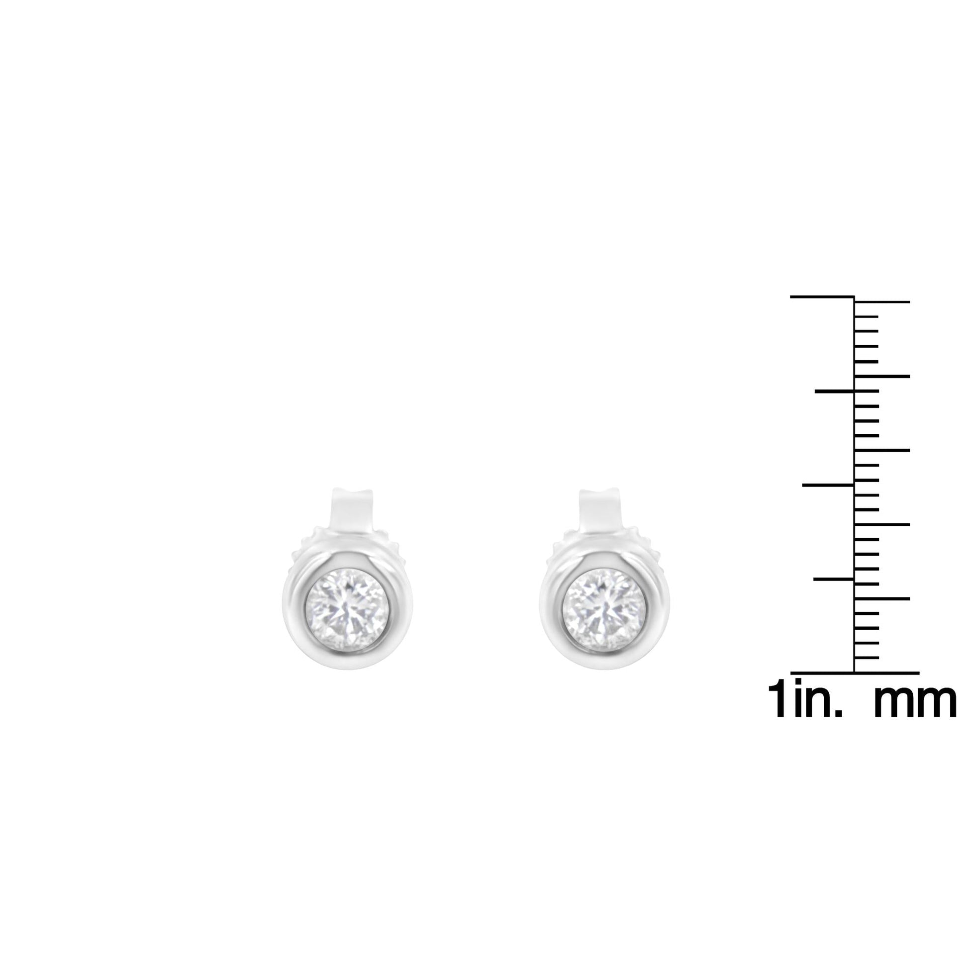 10K Gold 1/4 Cttw Round Brilliant-Cut Near Colorless Diamond Bezel-Set Stud