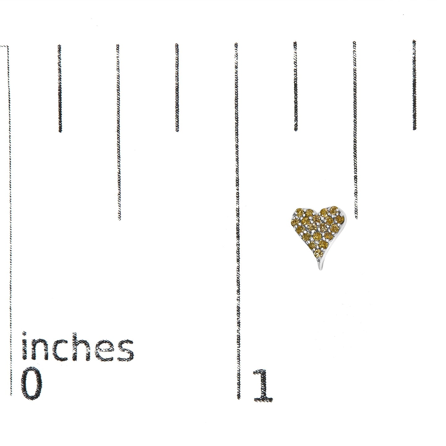 925 Sterling Silver 1/10 Cttw Yellow Diamond Heart Shaped Stud Earrings (Yellow Color, I3 Clarity)