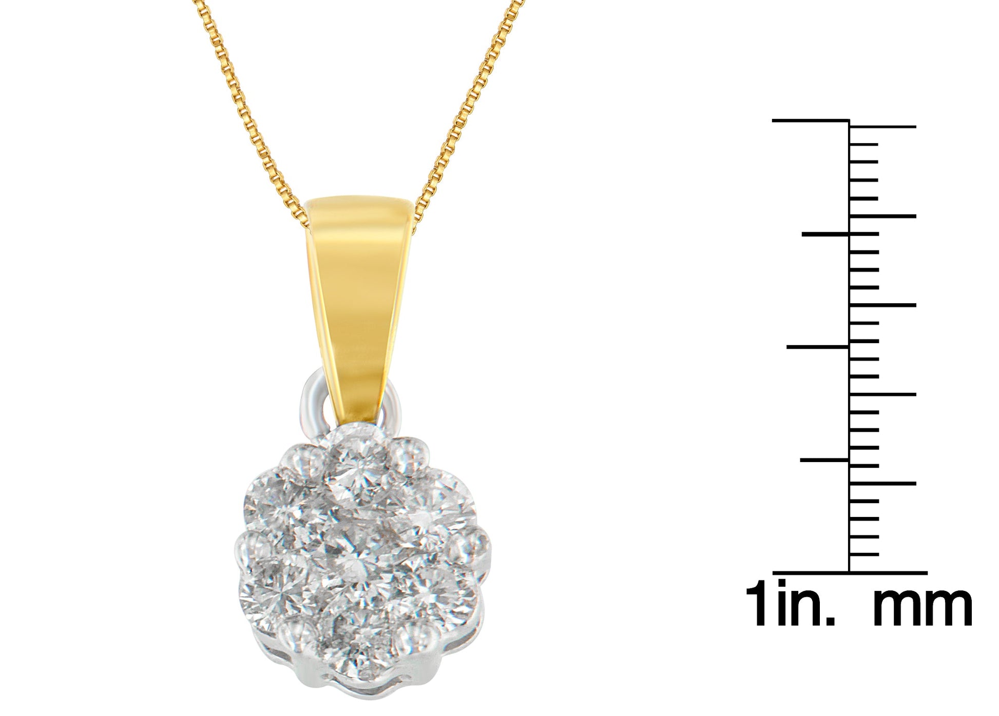 14K Two-Toned Gold Round Cut Diamond Circle Halo Pendant Necklace (1.00 cttw