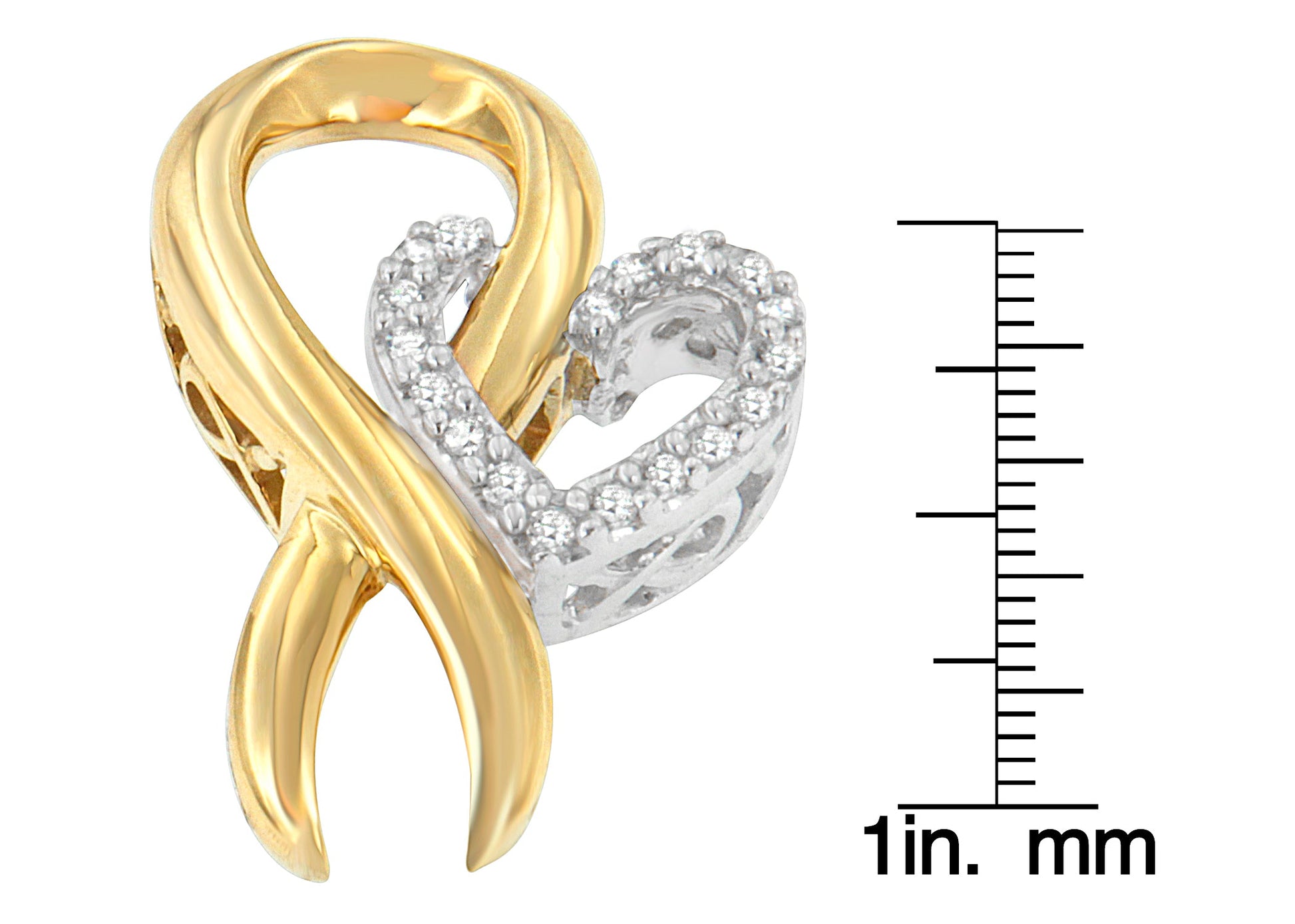 10K Yellow Gold and.925 Sterling Silver 1/10 cttw Diamond Heart Pendant