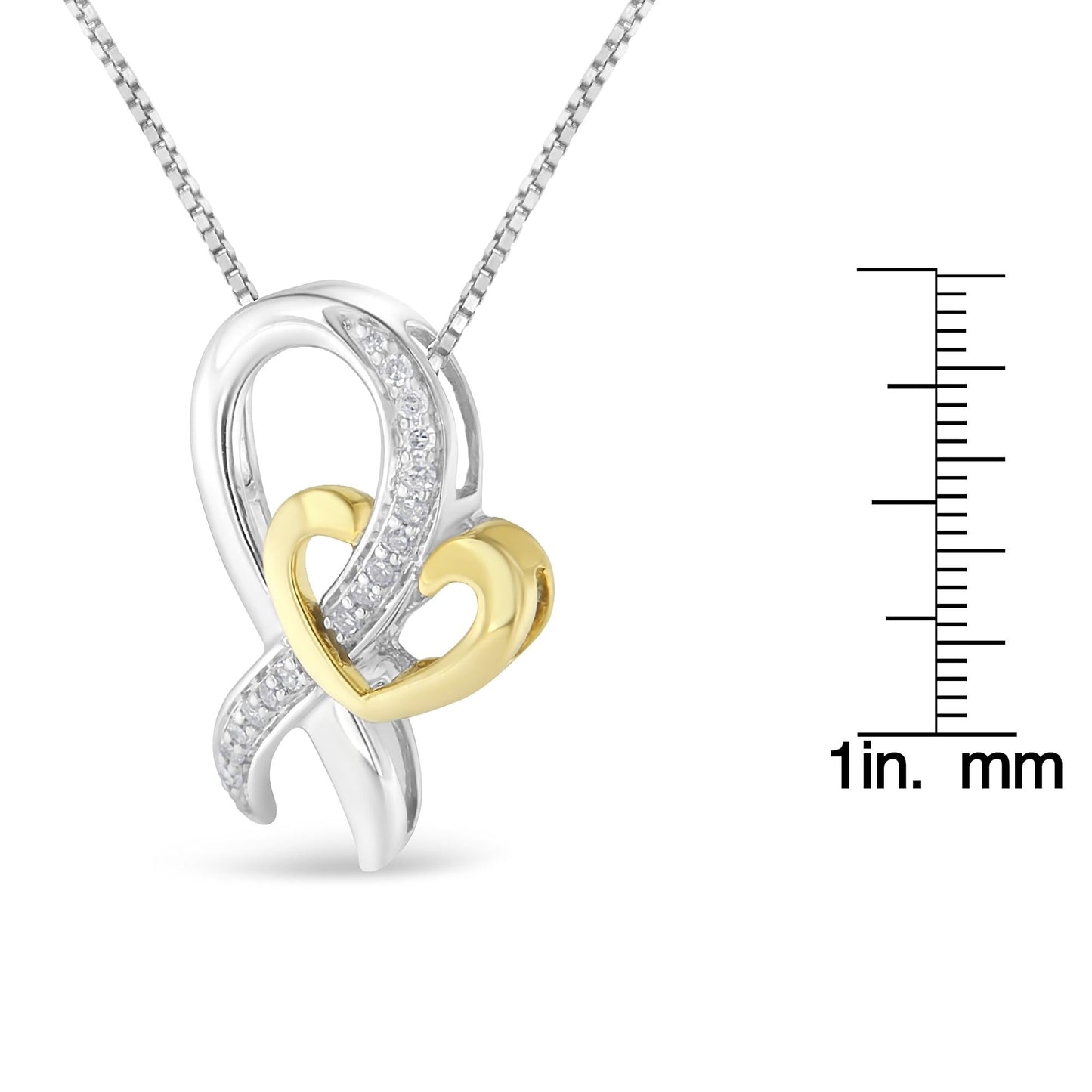 Two-Tone.925 Sterling Silver 1/6 cttw Round Cut Diamond Ties of Love Pendant