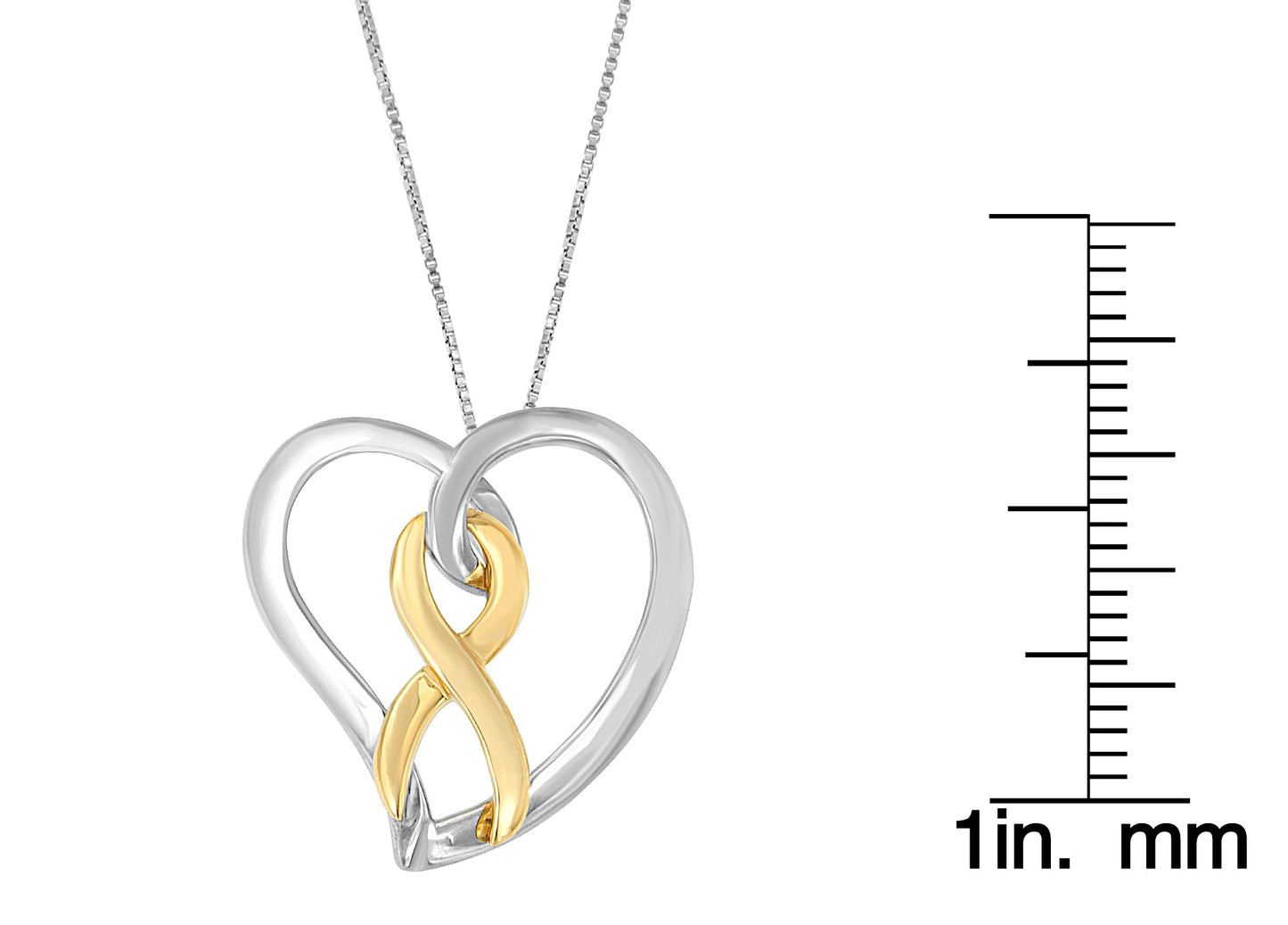 14K Gold and Silver Heart Bow Pendant Necklace - Necklaces/Pendant/Pendant