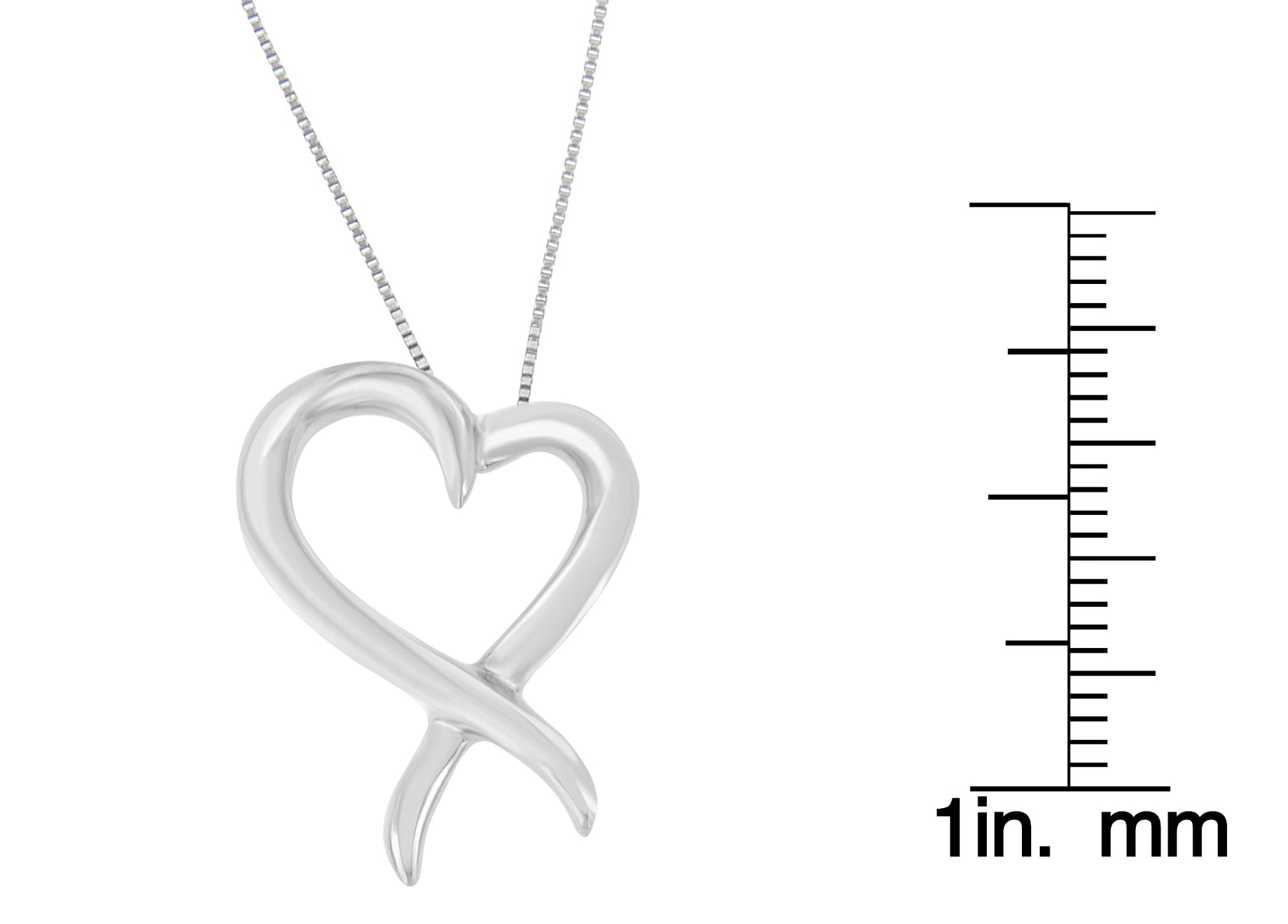 .925 Sterling Silver Open Heart-Shaped Awareness Ribbon Pendant Necklace