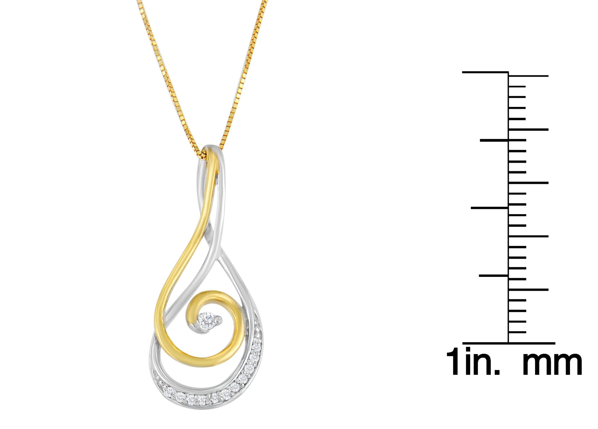 Espira 10K Two-Tone Gold Round Cut Diamond Sparkling Spiral Pendant Necklace