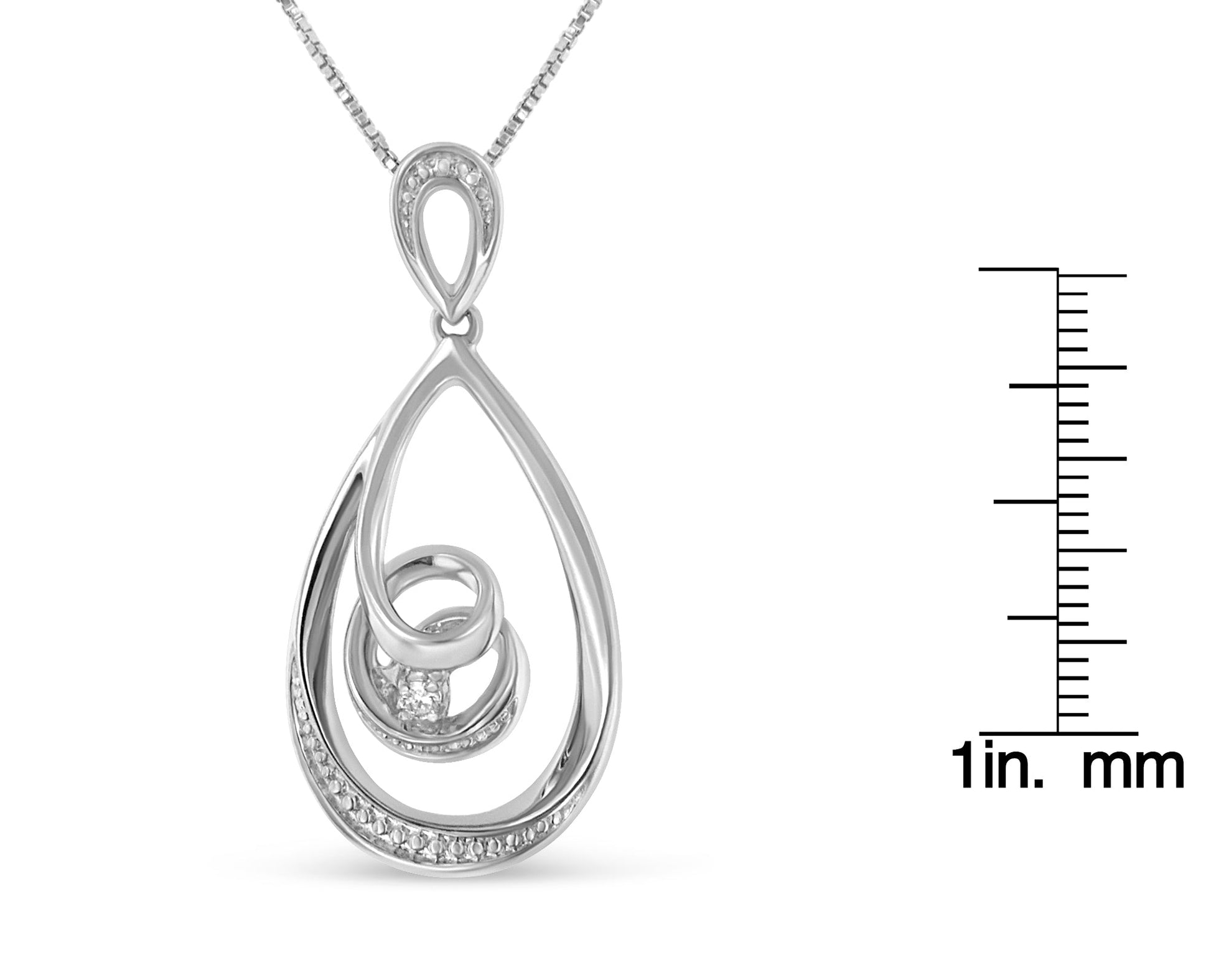 Espira.925 Sterling Silver 1/25 cttw Diamond Accent Tear Drop Swirl Pendant