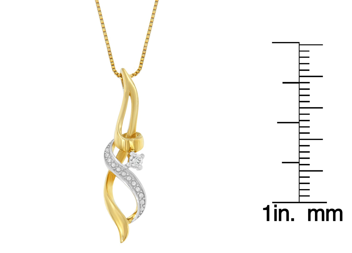 Espira 10K Yellow Gold 1/20 cttw Round Cut Diamond Accent Swirl Pendant