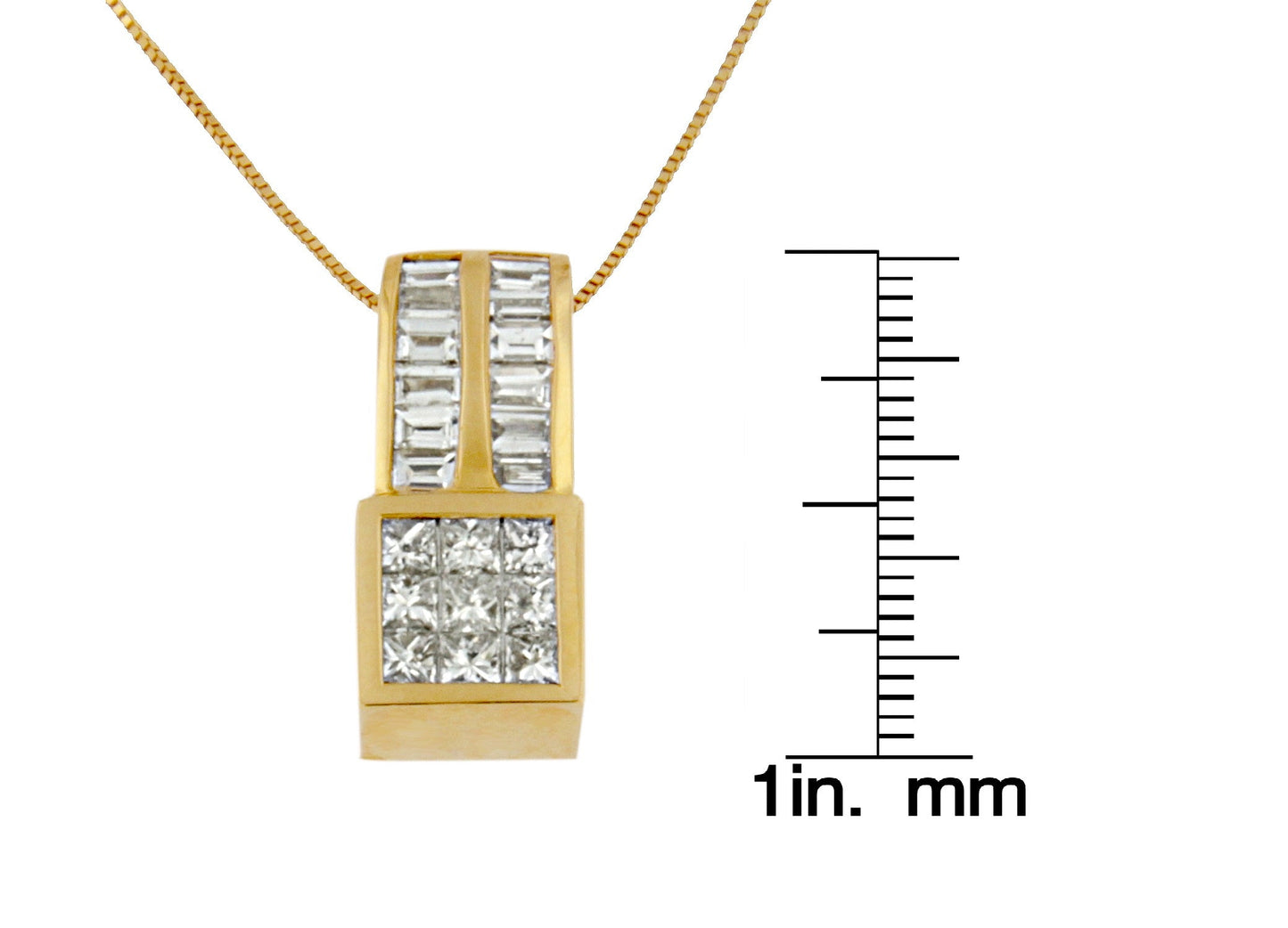 14K Yellow Gold 1 1/4 cttw Princess and Baguette Cut Geometric Inspired Diamond