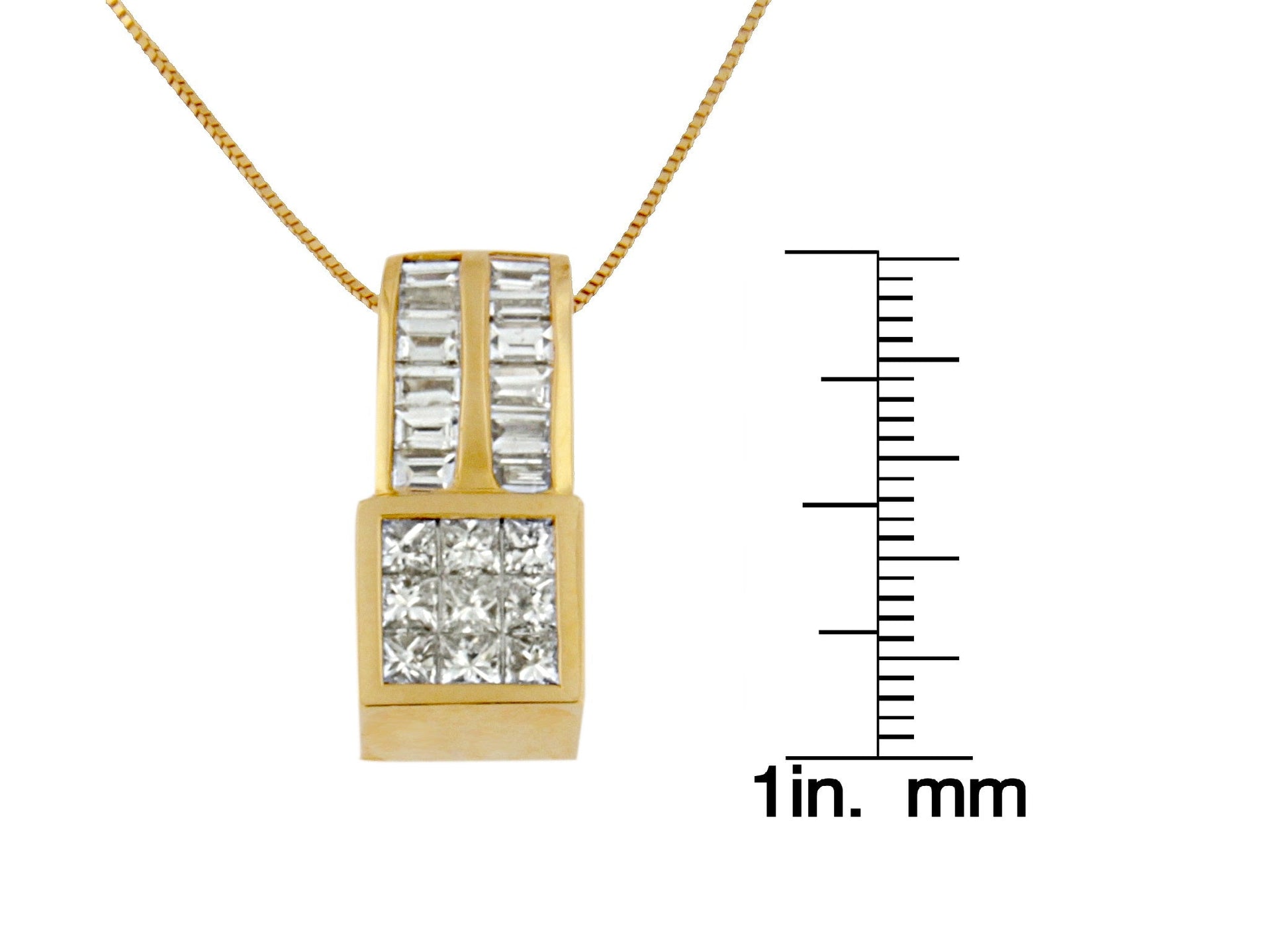 14K Yellow Gold 1 1/4 cttw Princess and Baguette Cut Geometric Inspired Diamond