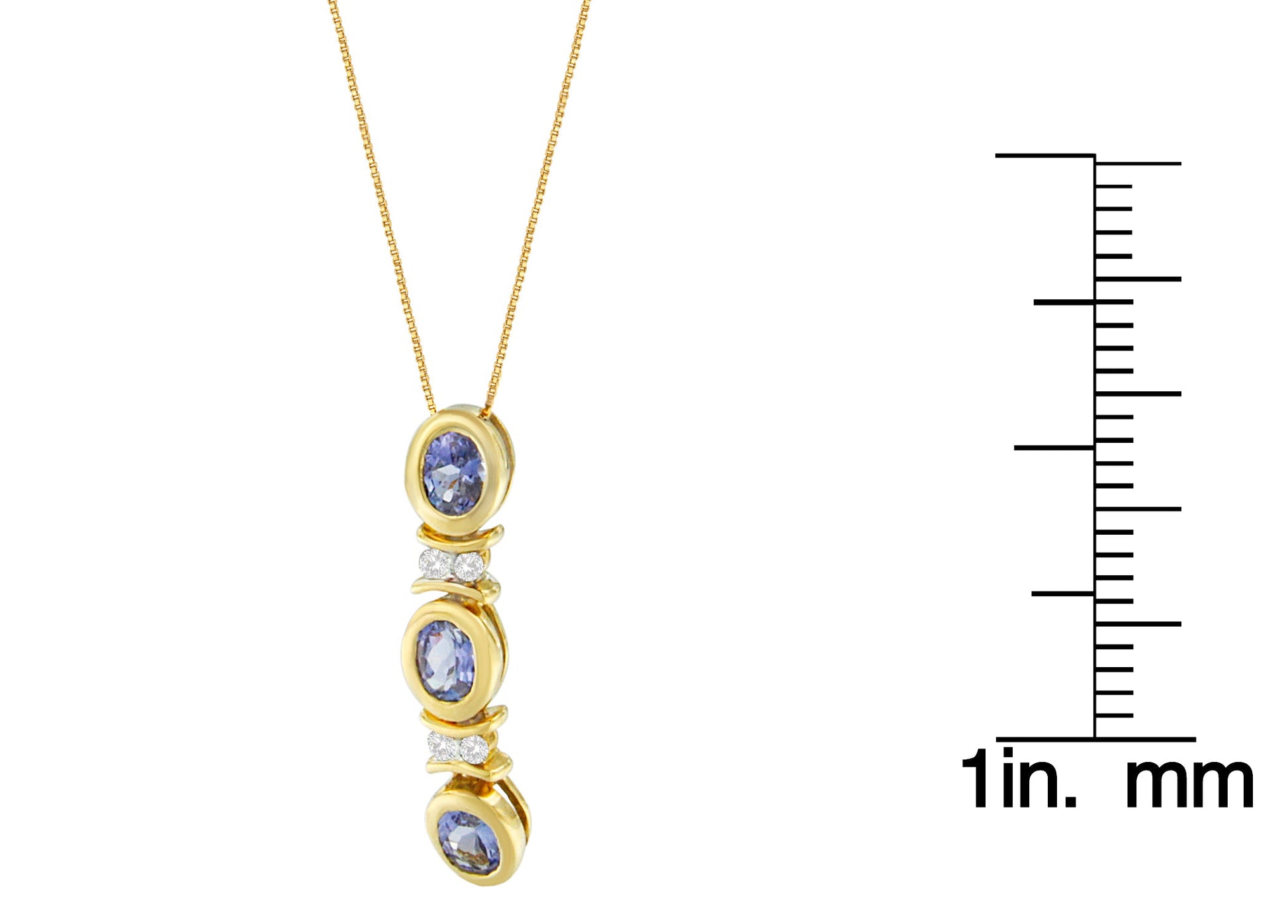 14K White Gold Round Cut Diamonds and Tanzanite Pendant Necklace (1.20 cttw G-H