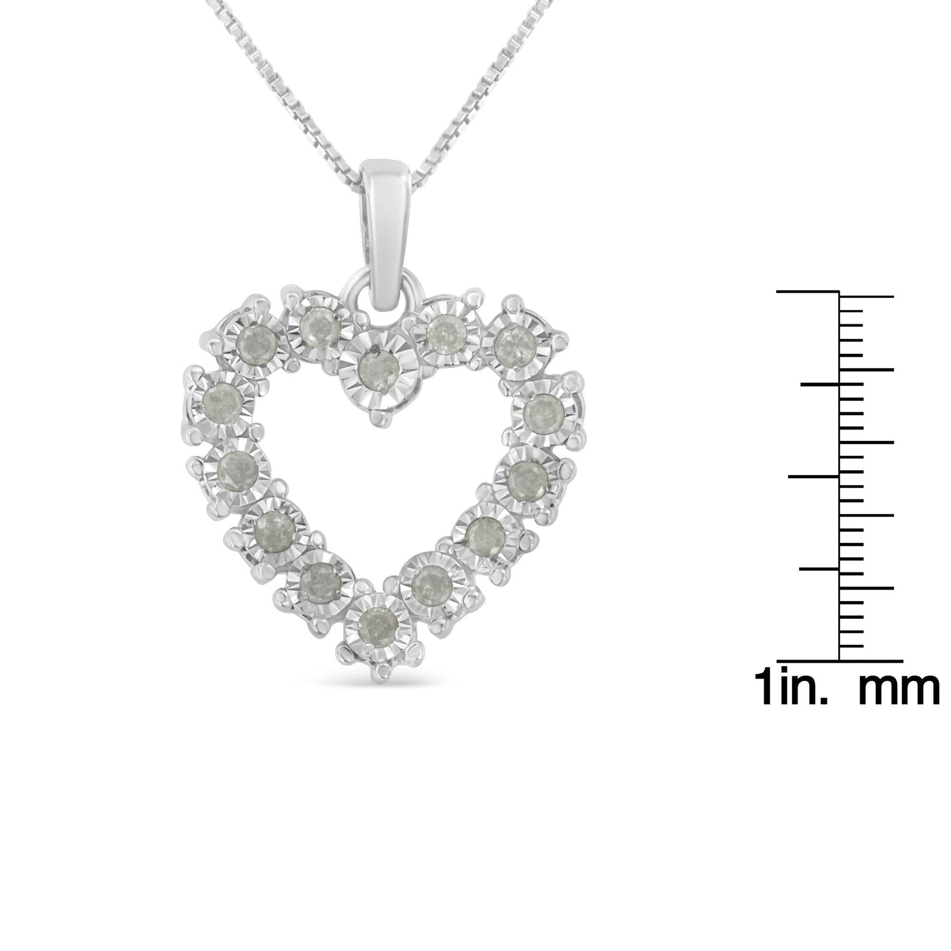 .925 Sterling Silver 1/3 Cttw Diamond Miracle-Set Open Heart 18’’ Pendant