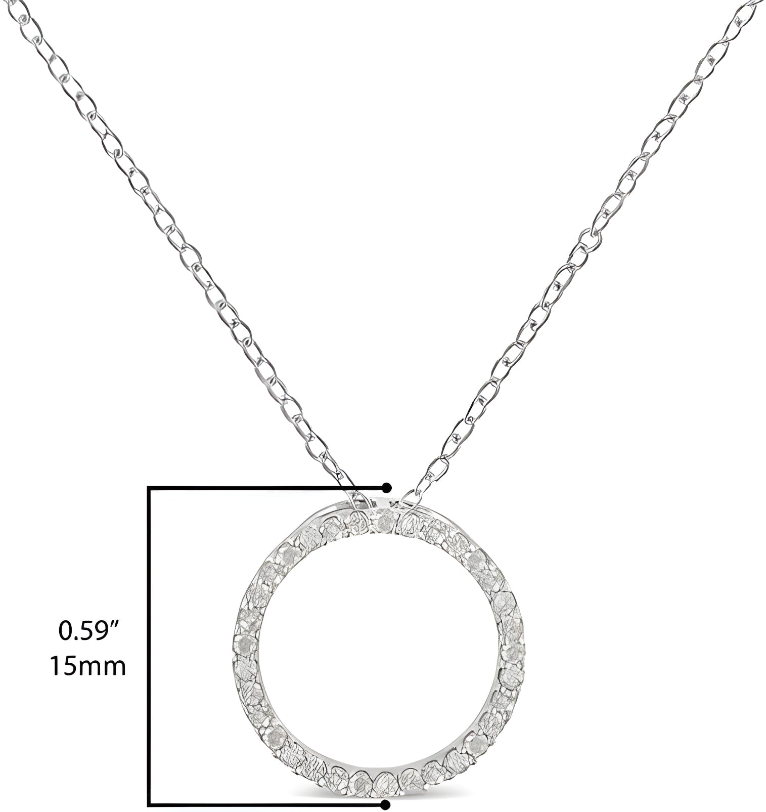 .925 Sterling Silver 3/4 Cttw Round-Cut Diamond Open Circle Halo 18’’