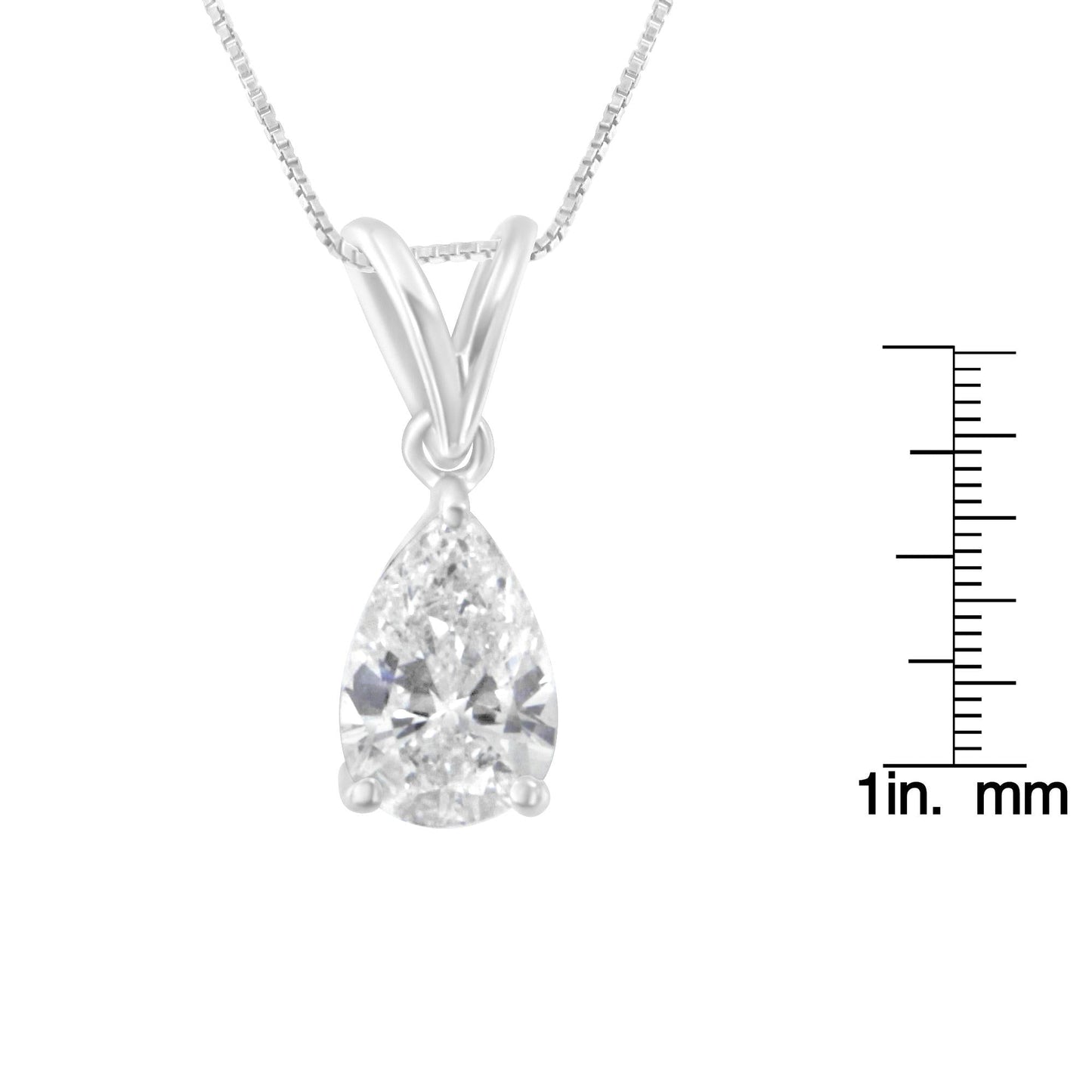 IGI certified 10K White Gold 1/2 cttw Diamond Pear Pendant Necklace (I-J I1)