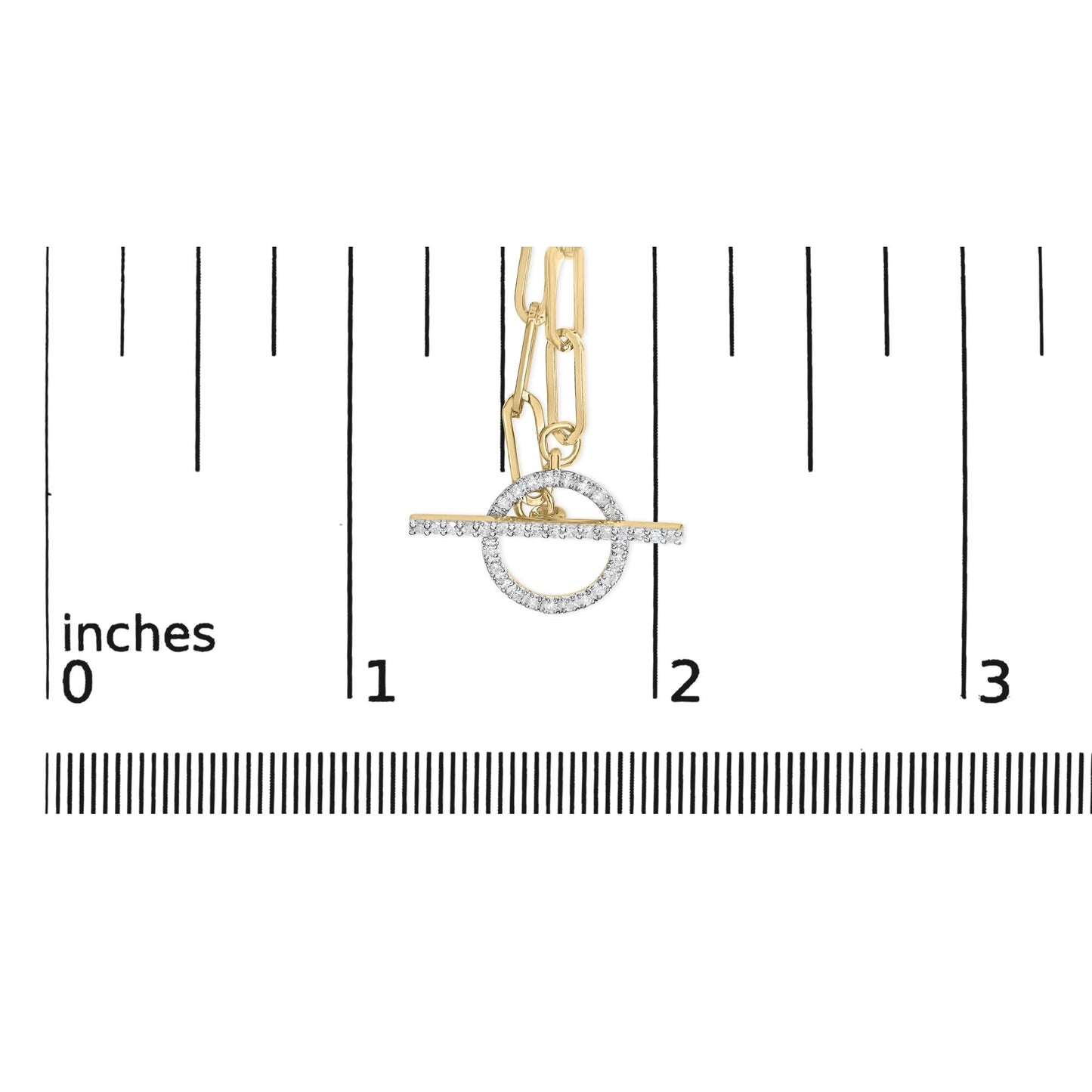 14KT Yellow Gold 1/4 Cttw Diamond  Toggle Clasp Paperclip Link Necklace (I-J Color, I1-I2 Clarity) - 18" Inches