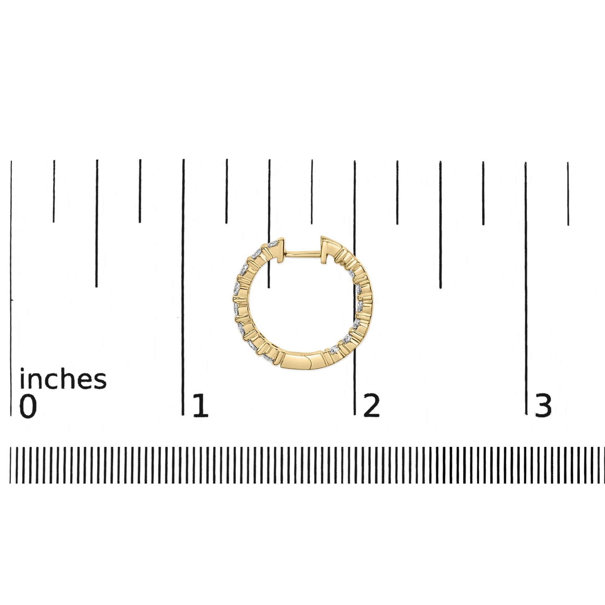 14K Gold Shared Prong Set Diamond Inside Out Hoop Earrings (G-H Color SI2-I1