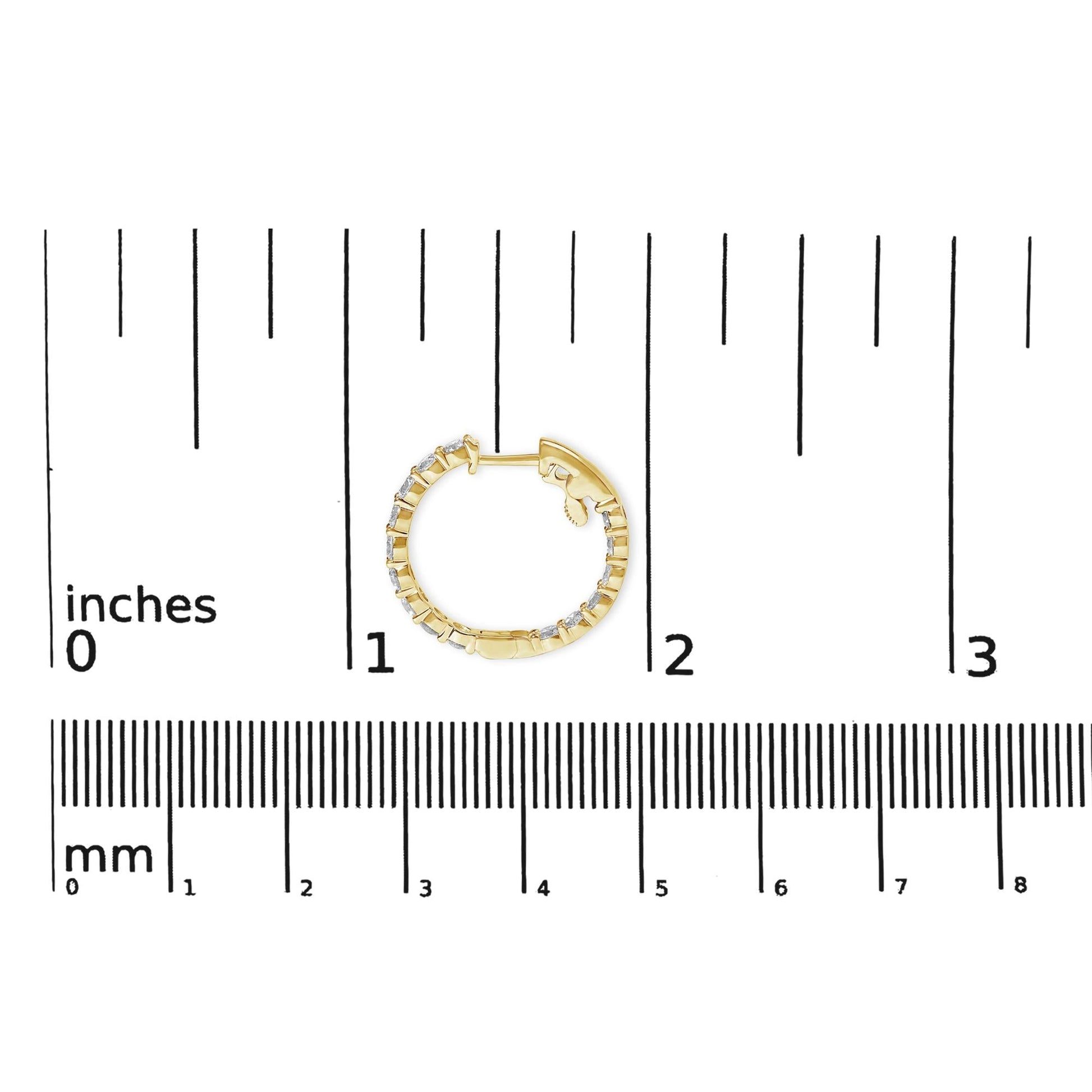 14K Gold Shared Prong Set Diamond Inside Out Hoop Earrings (G-H Color SI2-I1