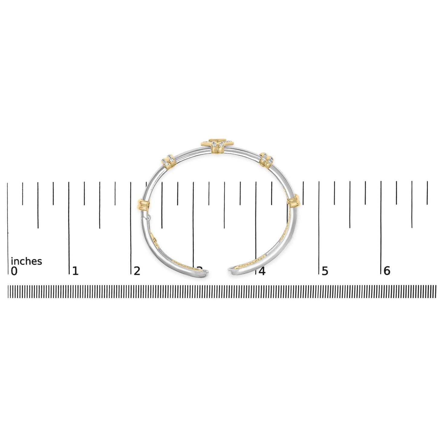 18K Two-Tone Gold 1 1/2 Cttw Diamond Open Cuff Bangle Bracelet Braided Detail Geometric Centerpiece (G-H Color, VS1-VS2 Clarity)