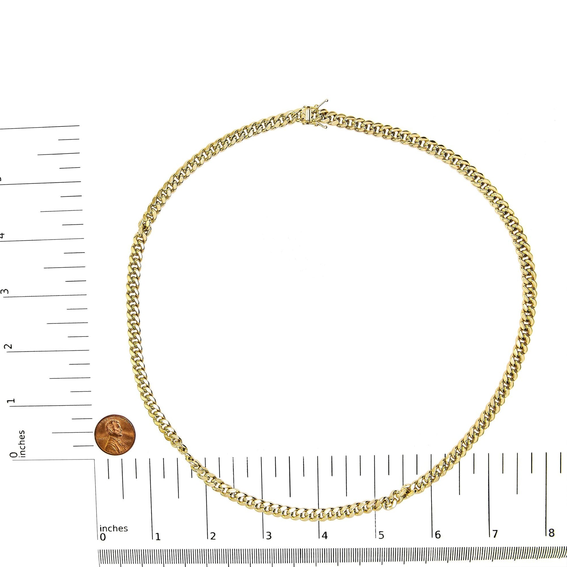 Semi-Solid 14K Yellow Gold 6.1mm Classic Miami Cuban Chain Necklace