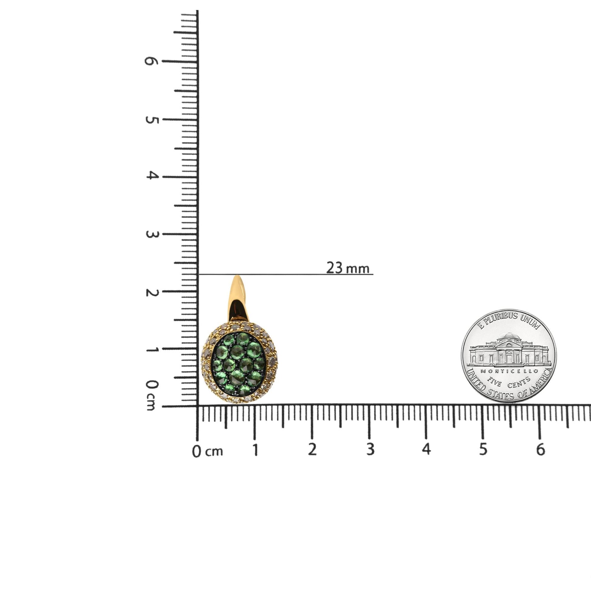 18K Yellow Gold 3 1/2 Cttw Diamond and Round Green Tsavorite Gemstone Round