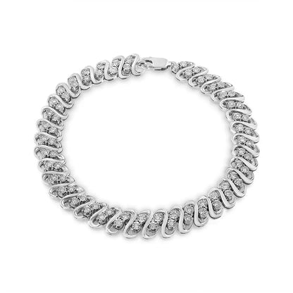 Exquisite.925 Sterling Diamond Double Row S-link Bracelet