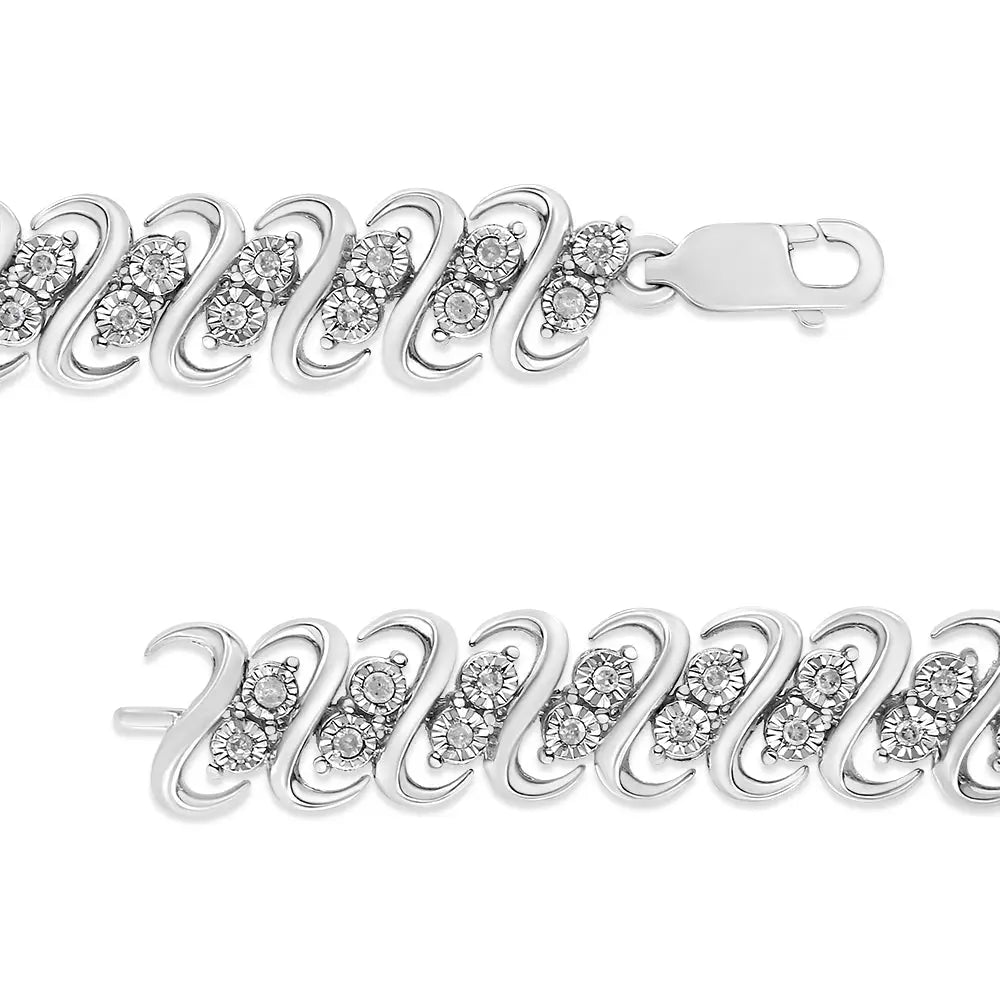 .925 Sterling 1/2 Cttw Diamond Double Row S-link Bracelet (i-j Color I2-i3 Clarity) - 7.25’’ Inches - Fine Jewelry