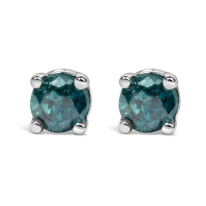 .925 Sterling Silver 0.15 Cttw Round Brilliant-cut Diamond Classic 4-prong Stud Earrings - Fine Jewelry us Direct