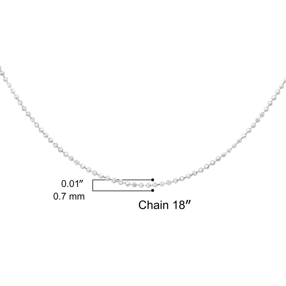 .925 Sterling Silver 0.7mm Slim and Dainty Unisex 18’’ Inch Ball Bead Chain Necklace - Fine Jewelry us Direct