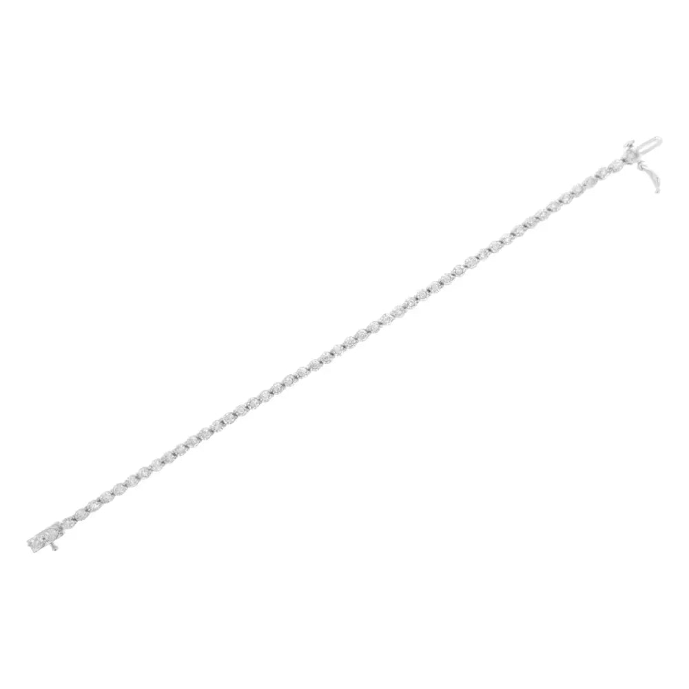 .925 Sterling Silver 1.0 Cttw Bezel-set Round-cut Diamond Link Bracelet (i-j Color I3 Clarity) - 7.25’’ - Fine