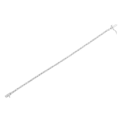 .925 Sterling Silver 1.0 Cttw Bezel-set Round-cut Diamond Link Bracelet (i-j Color I3 Clarity) - 7.25’’ - Fine