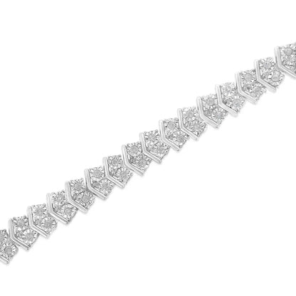 .925 Sterling Silver 1.0 Cttw Chevron 2 Stone Arrow Link Tennis Bracelet (i-j Color I3 Clarity) - 7” - Fine Jewelry