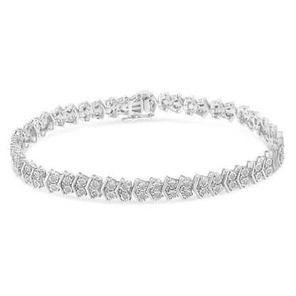 .925 Sterling Silver 1.0 Cttw Chevron 2 Stone Arrow Link Tennis Bracelet (i-j Color I3 Clarity) - 7” - Fine Jewelry