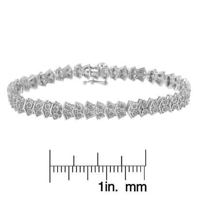 .925 Sterling Silver 1.0 Cttw Diamond ?Arrow’ Shape Tennis Link Bracelet (i-j Color I3 Clarity) -7.25’’ - Fine