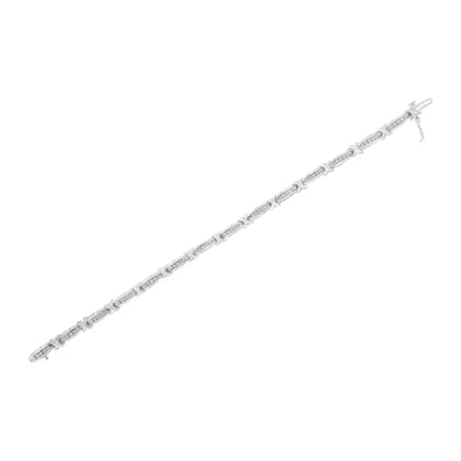 .925 Sterling Silver 1.0 Cttw Diamond Channel Set Tapered & X-link 7’’ Tennis Bracelet (i-j Color I2-i3 Clarity)