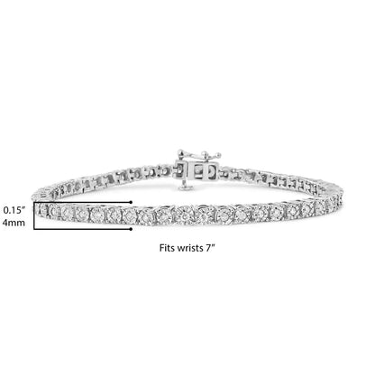 .925 Sterling Silver 1.0 Cttw Diamond Illusion-set Miracle Plate Tennis Bracelet (i-j Color I3 Clarity) - 7’’