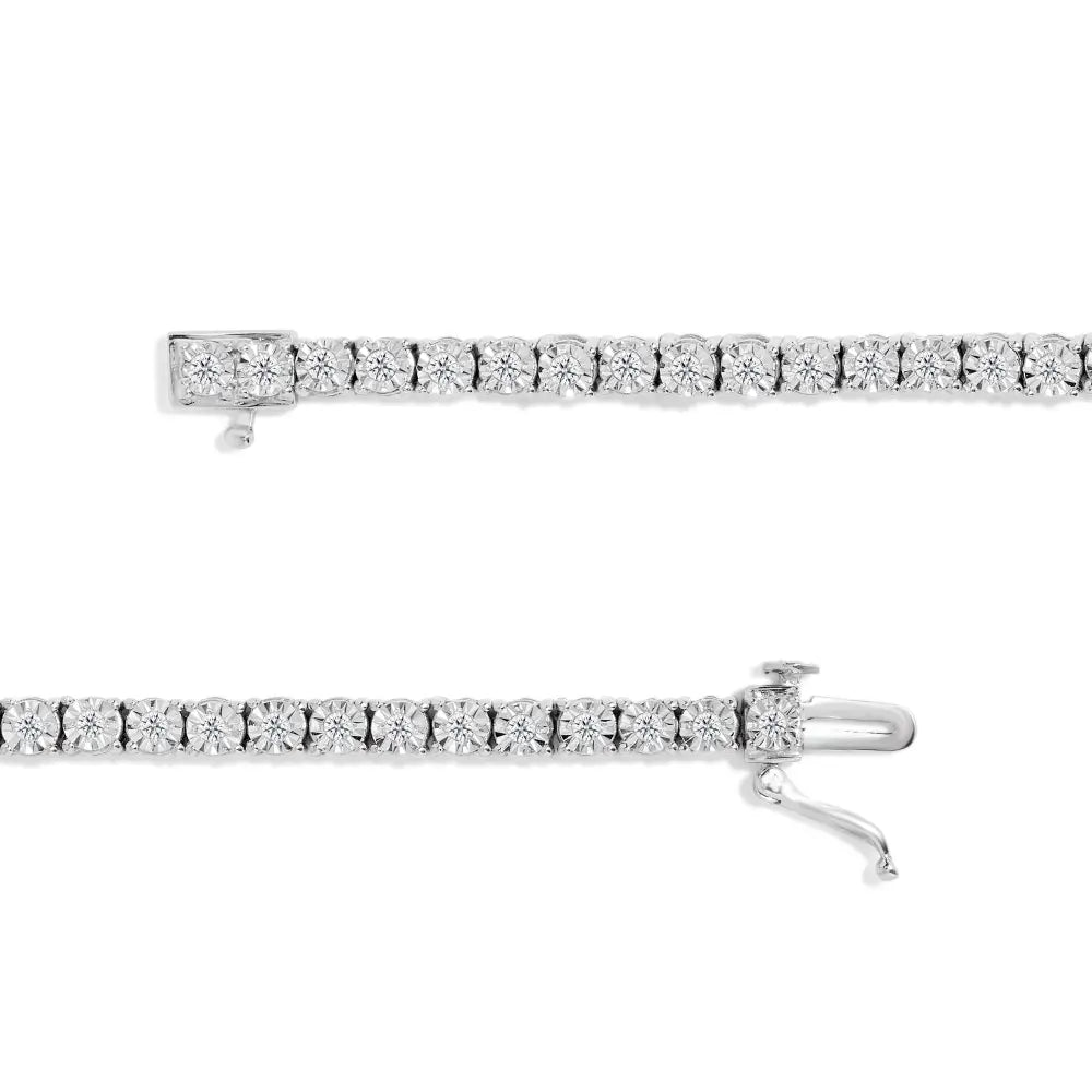 .925 Sterling Silver 1.0 Cttw Diamond Illusion-set Miracle Plate Tennis Bracelet (i-j Color I3 Clarity) - 7’’