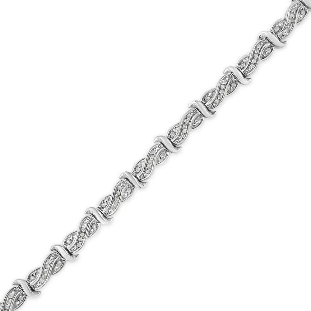 .925 Sterling Silver 1.0 Cttw Diamond Infinity & s Link Tennis Bracelet (i-j Color I3 Clarity) - 7-1/4” - Fine