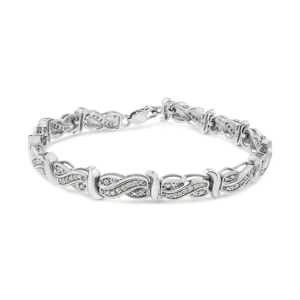 .925 Sterling Silver 1.0 Cttw Diamond Infinity & s Link Tennis Bracelet (i-j Color I3 Clarity) - 7-1/4” - Fine