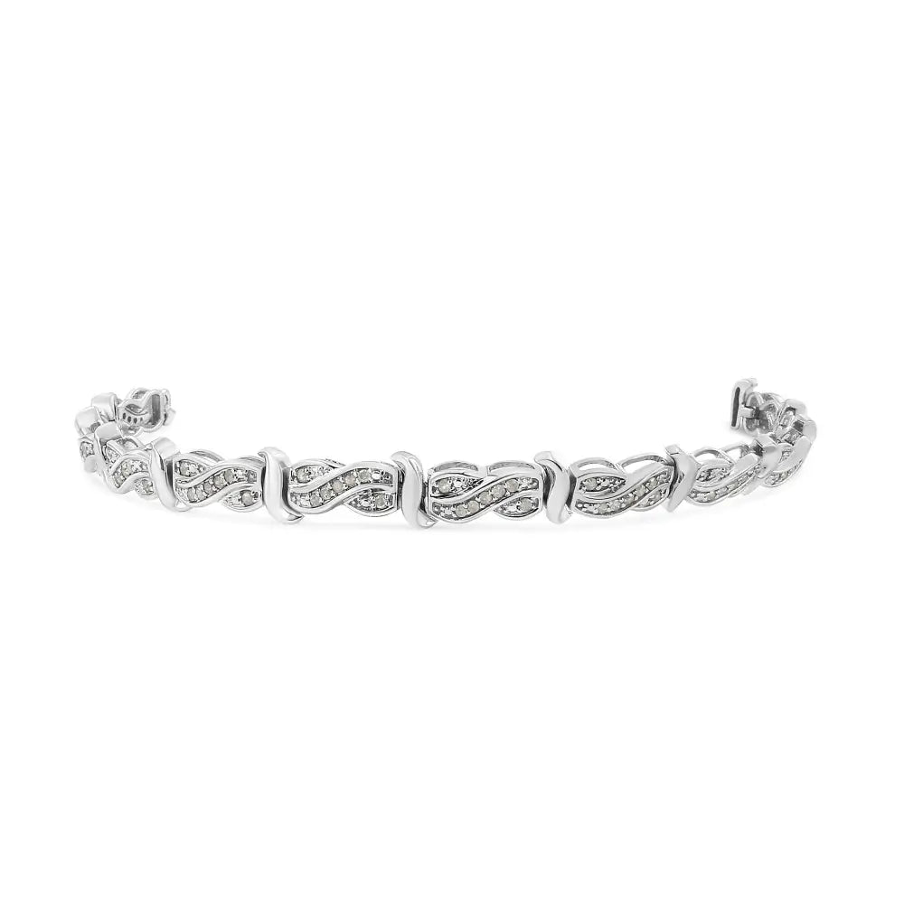 .925 Sterling Silver 1.0 Cttw Diamond Infinity & s Link Tennis Bracelet (i-j Color I3 Clarity) - 7-1/4” - Fine