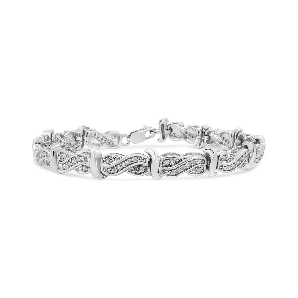 .925 Sterling Silver 1.0 Cttw Diamond Infinity & s Link Tennis Bracelet (i-j Color I3 Clarity) - 7-1/4” - Fine